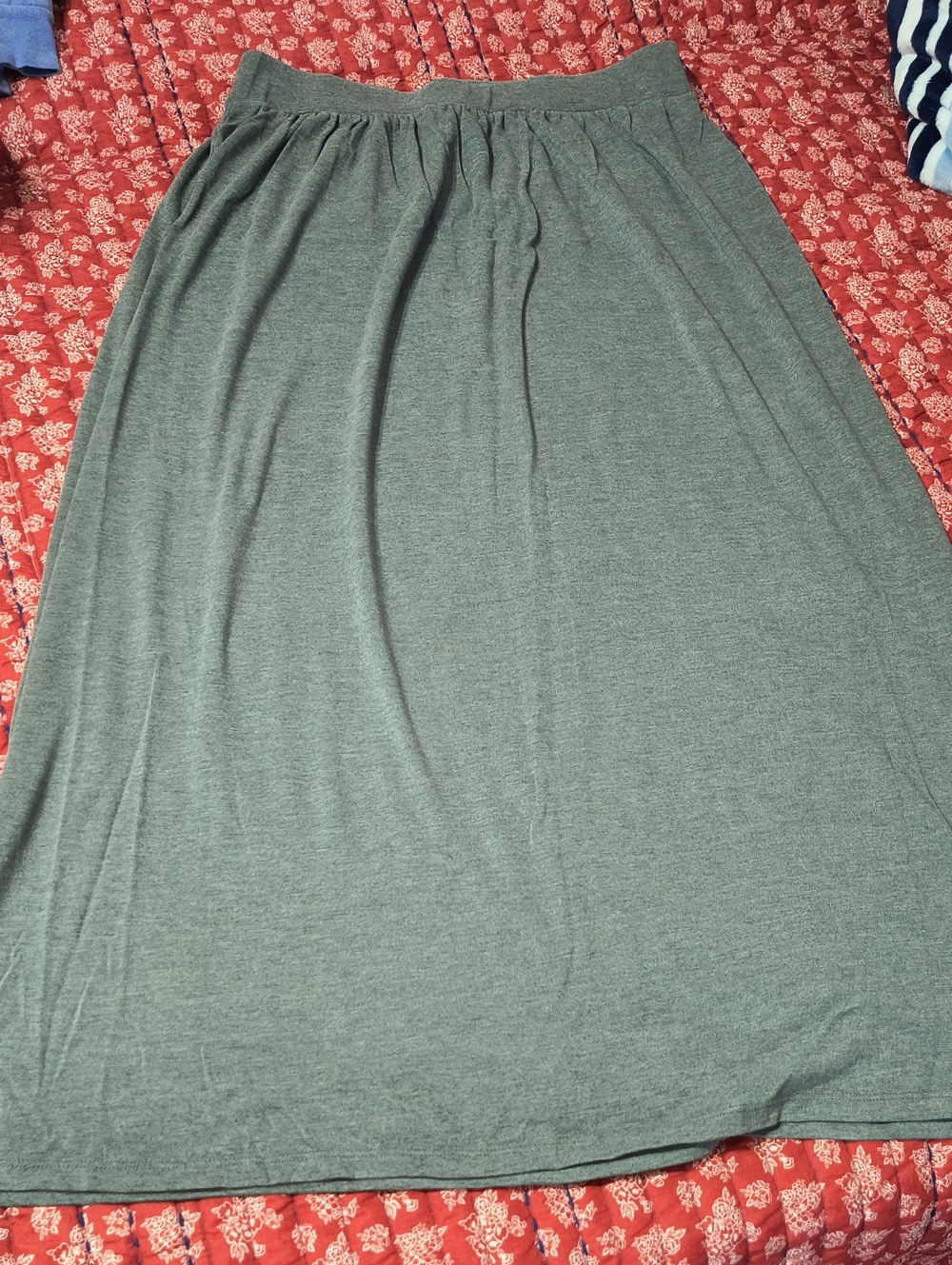 LOFT Gray Maxi Skirt — A-Line Elastic Waist